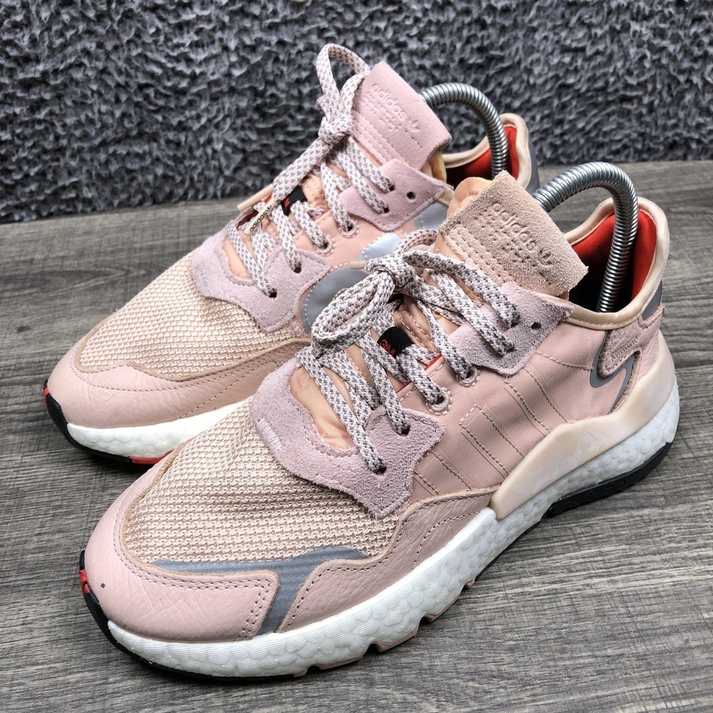 Adidas Nite Jogger 3M Shoes Womens‎ Size 7.5 Pink Mesh Boost Reflective EE5915